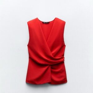 Zara Red Shoulder Pad Top